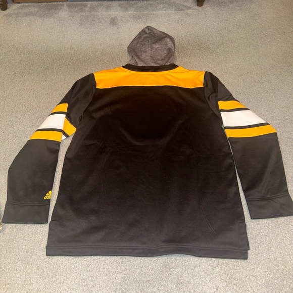 Men's Adidas Black Boston Bruins Large NHL Jersey Pullover Hoodie Hood NWT 🔥 - Picture 6 of 7